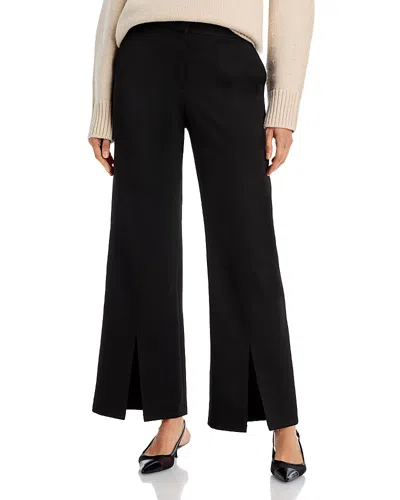 T Tahari High Rise Slit Cuff Wide Leg Pants In Black