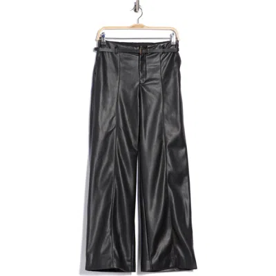 T Tahari High Waist Wide Leg Faux Leather Pants In Black
