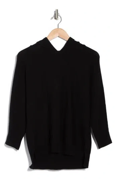 T Tahari Hooded Three Quarter Sleeve Sweater In Black