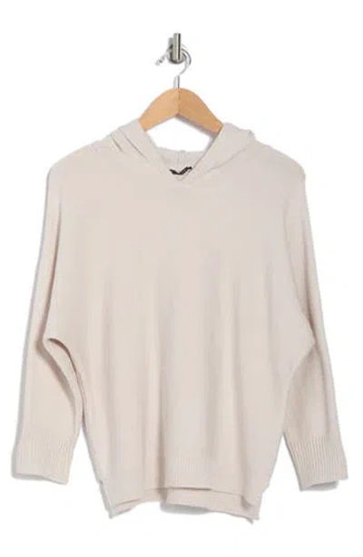T Tahari Hooded Three Quarter Sleeve Sweater In Pale Platinum