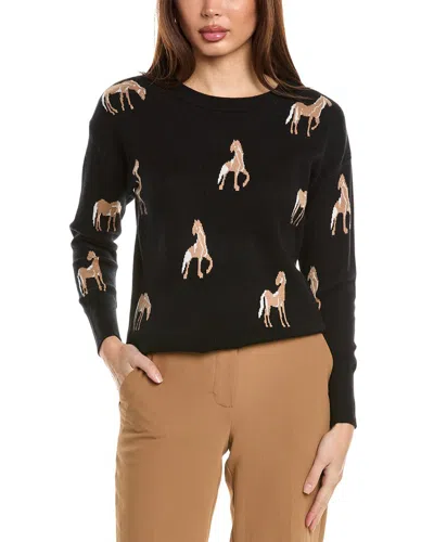 T Tahari Horse Pattern Sweater In Black