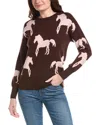 T Tahari Horse Pattern Sweater In Brown