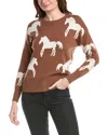 T Tahari Horse Pattern Sweater In Brown