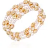 T Tahari Gold-tone Imitation Pearl Coil Stretch Bracelet In Gold Tone