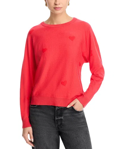 T Tahari Intarsia Heart Dolman Sleeve Sweater In Red