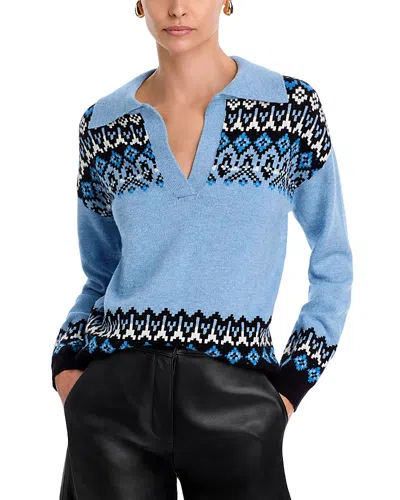 T Tahari Johnny Collar Sweater In Fountain Heather Combo