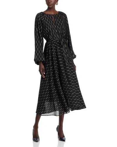 T Tahari Keyhole Fit And Flare Dress In Black And Silver