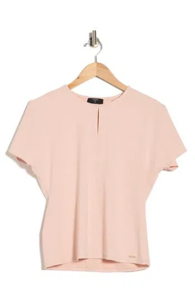 T Tahari Keyhole Flutter Sleeve Jersey Top In Pink