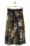 T Tahari Knife Pleated Pull-on Midi Skirt In Layered Congo Print