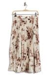 T Tahari Knife Pleated Pull-on Midi Skirt In White