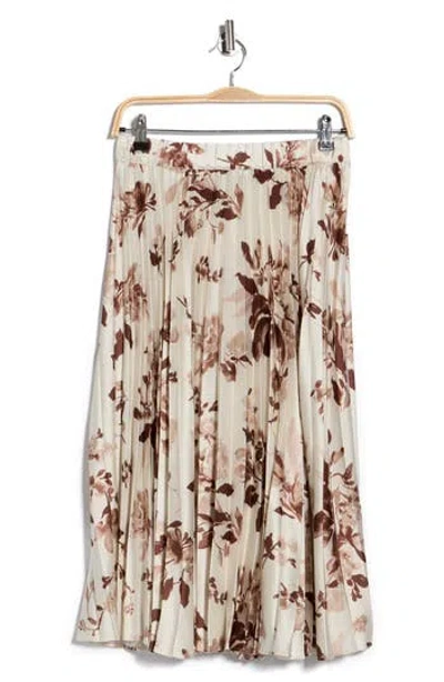 T Tahari Knife Pleated Pull-on Midi Skirt In White