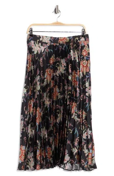 T Tahari Knife Pleated Pull-on Midi Skirt In Black