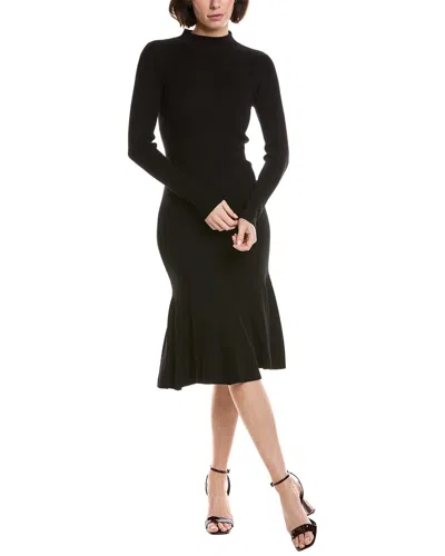 T Tahari Knit Flare Midi Dress In Black