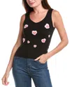 T Tahari Knit Pansy Tank Top In Black