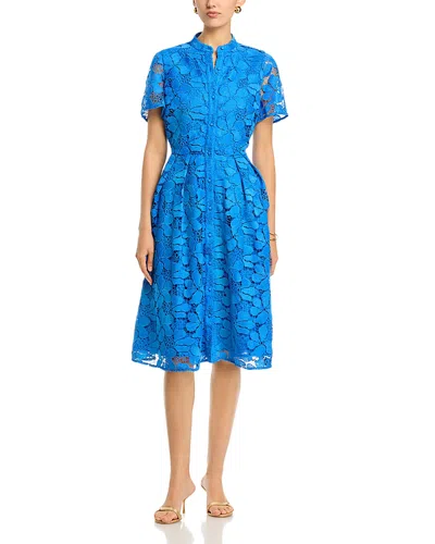 T Tahari Lace Midi Dress In Blue