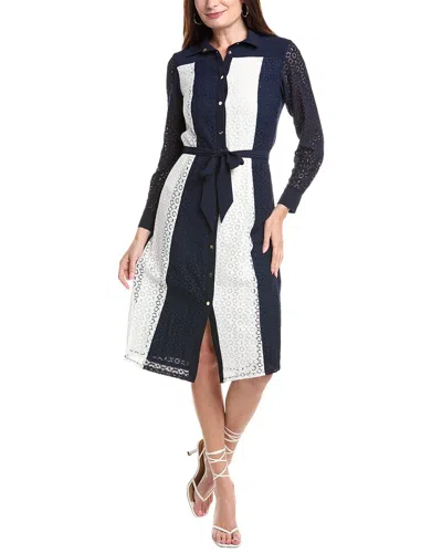 T Tahari Lace Shirtdress In Blue