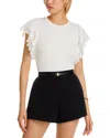 T Tahari Lace Sleeve Crewneck Tee In White