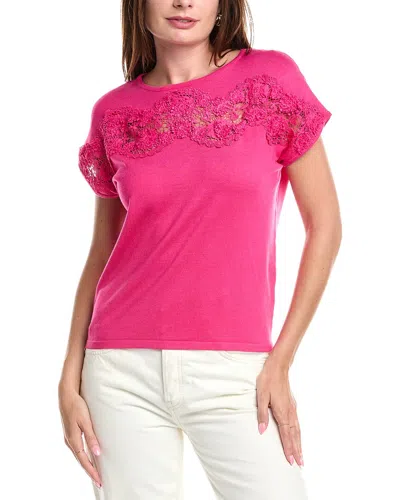 T Tahari Lace Top In Pink