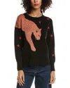 T Tahari Leopard Intarsia Sweater In Black