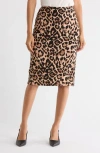 T Tahari Leopard Print Ponte Knit Pencil Skirt In Animal Print