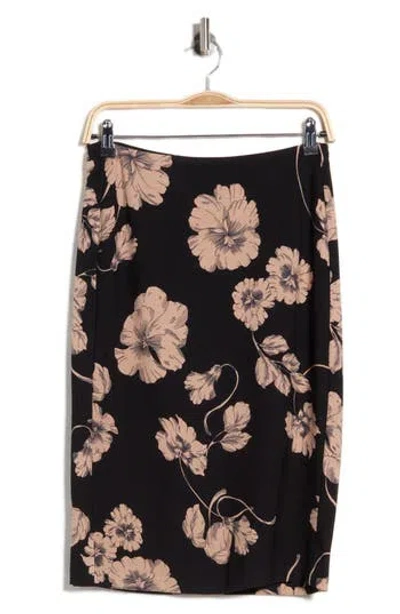 T Tahari Leopard Print Ponte Knit Pencil Skirt In Black