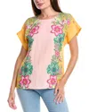 T Tahari Linen-blend Blouse