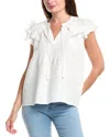 T Tahari Flutter Sleeve Blouse In White