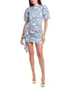 T Tahari Linen-blend Midi Dress In Blue