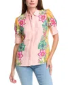 T Tahari Linen-blend Shirt In Pink