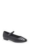 T Tahari Loft Cap Toe Mary Jane Flat In Black/black Patent