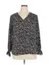 T Tahari Long Sleeve Blouse In Black