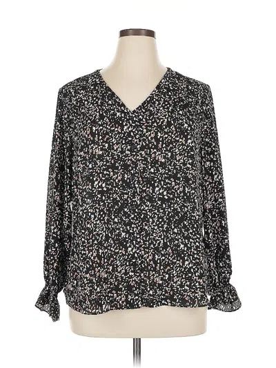 T Tahari Long Sleeve Blouse In Black