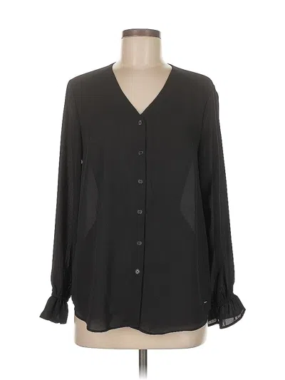 Pre-owned T Tahari Long Sleeve Blouse In Black