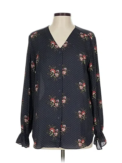 Pre-owned T Tahari Long Sleeve Blouse In Black