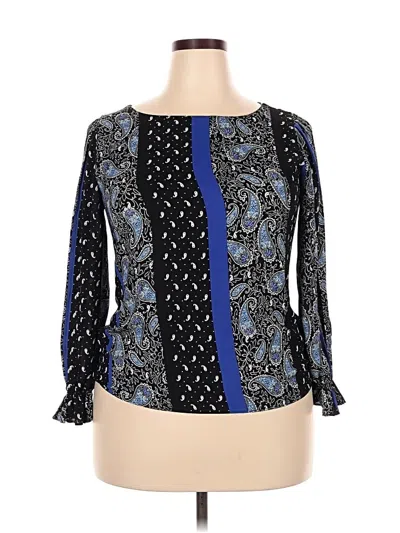 Pre-owned T Tahari Long Sleeve Blouse In Black