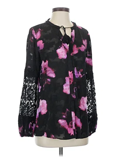 Pre-owned T Tahari Long Sleeve Blouse In Black