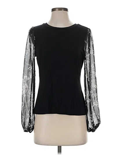 Pre-owned T Tahari Long Sleeve Blouse In Black