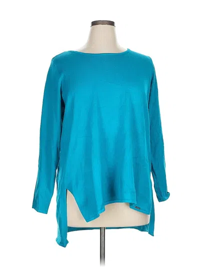 Pre-owned T Tahari Long Sleeve Blouse In Blue
