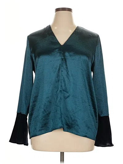 Pre-owned T Tahari Long Sleeve Blouse In Blue