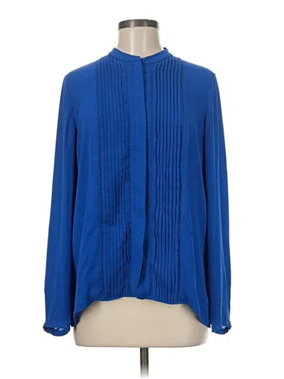 Pre-owned T Tahari Long Sleeve Blouse In Blue