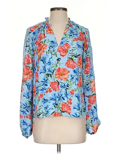 Pre-owned T Tahari Long Sleeve Blouse In Blue