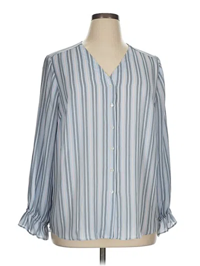 Pre-owned T Tahari Long Sleeve Blouse In Blue
