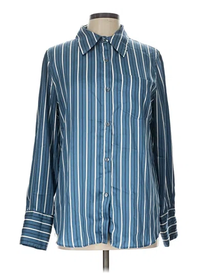 Pre-owned T Tahari Long Sleeve Blouse In Blue