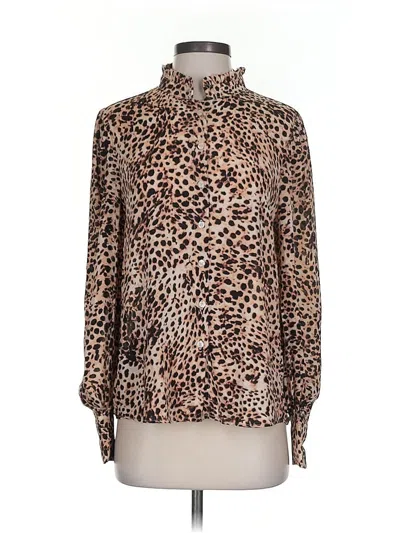 Pre-owned T Tahari Long Sleeve Blouse In Brown