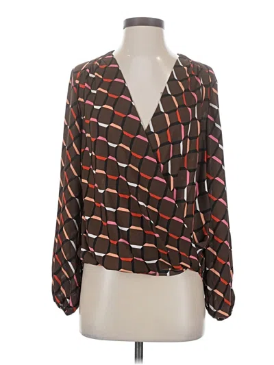 Pre-owned T Tahari Long Sleeve Blouse In Brown