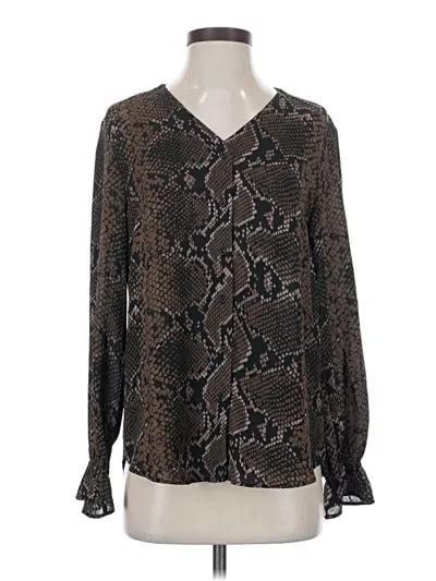 Pre-owned T Tahari Long Sleeve Blouse In Brown