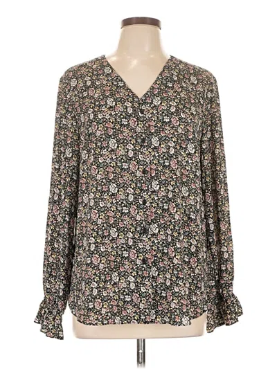 Pre-owned T Tahari Long Sleeve Blouse In Brown