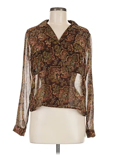 Pre-owned T Tahari Long Sleeve Blouse In Brown