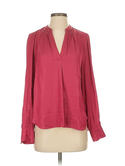 Pre-owned T Tahari Long Sleeve Blouse In Burgundy