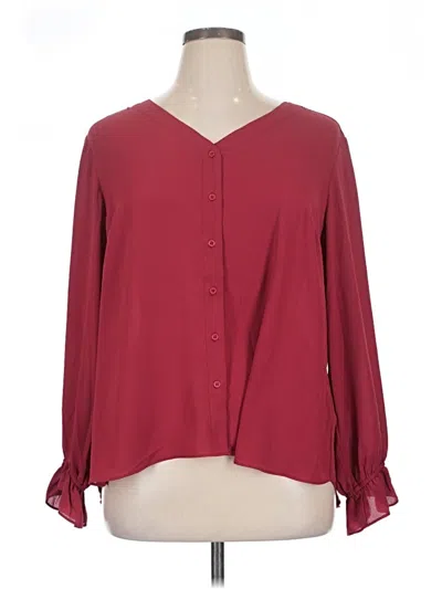 Pre-owned T Tahari Long Sleeve Blouse In Burgundy